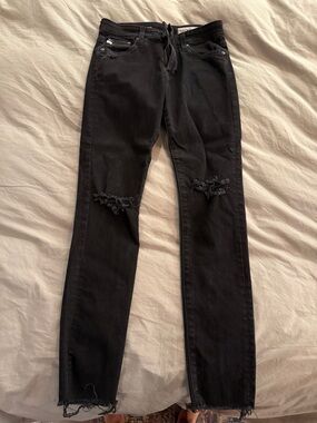 AG Adriano Goldschmied Black Distressed Skinny Jeans